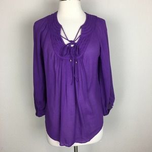 Diane Von Furstenberg Purple Semi Sheer Pop Over Top 2